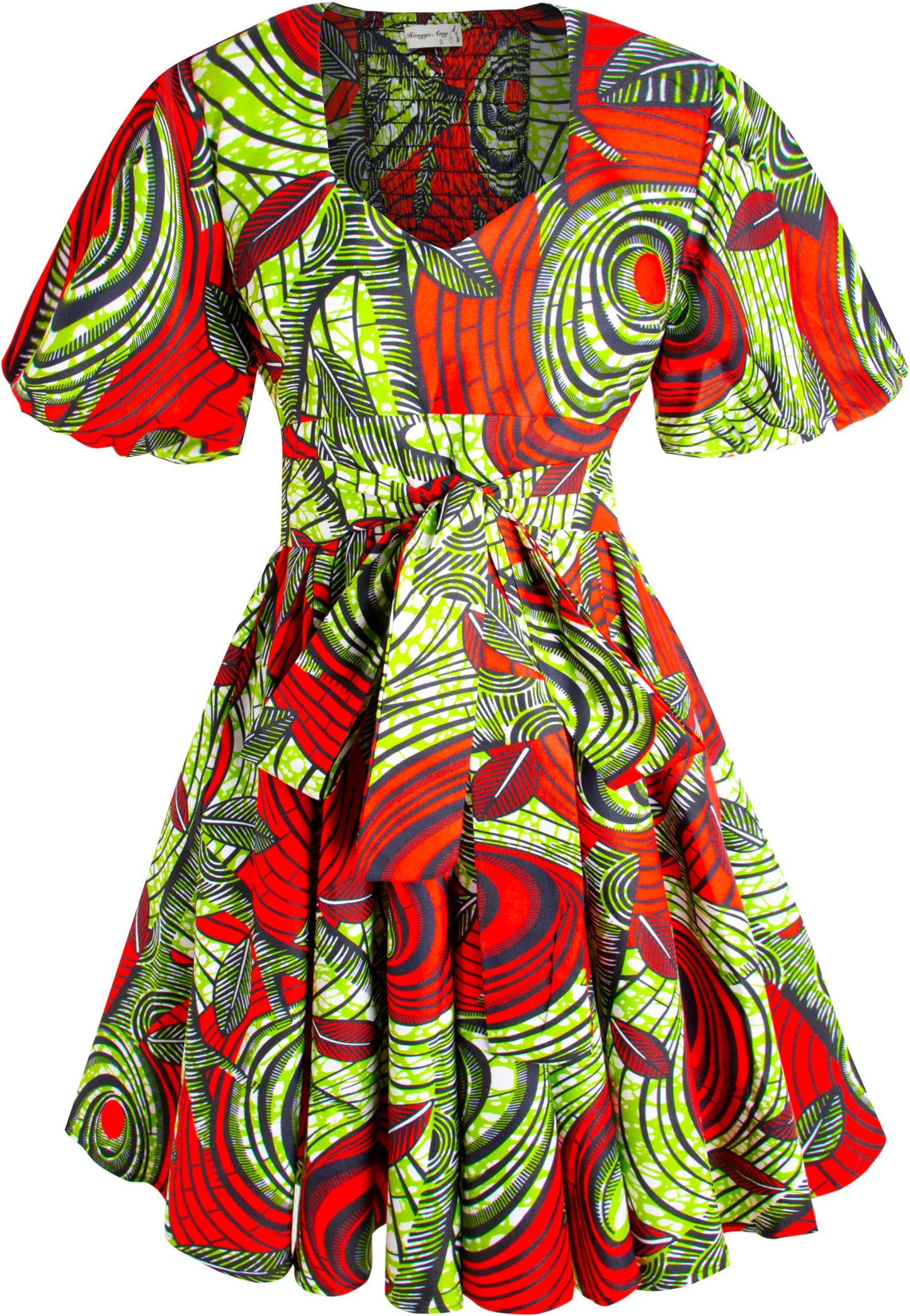 Women's African Print Dress Ankara Wax Dresses Lantern Sleeves