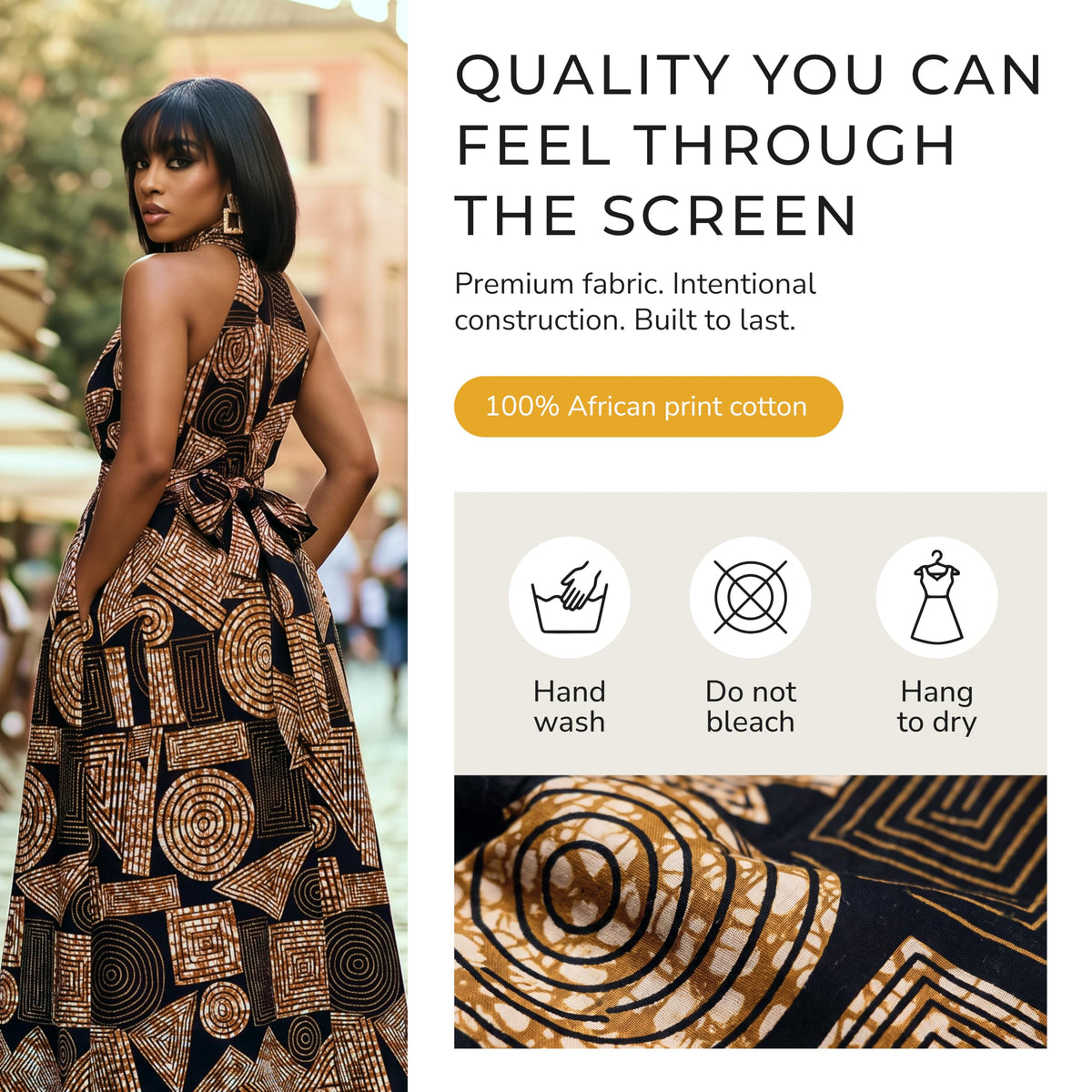 D'IYANU | Ronke African Print Dress for Women – Elegant African Attire – Ankara & Kente Dress in Regular & Plus Sizes