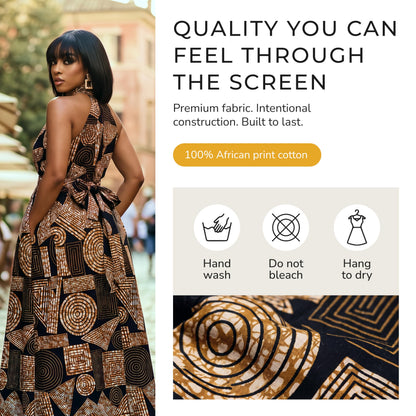 D'IYANU | Ronke African Print Dress for Women – Elegant African Attire – Ankara & Kente Dress in Regular & Plus Sizes