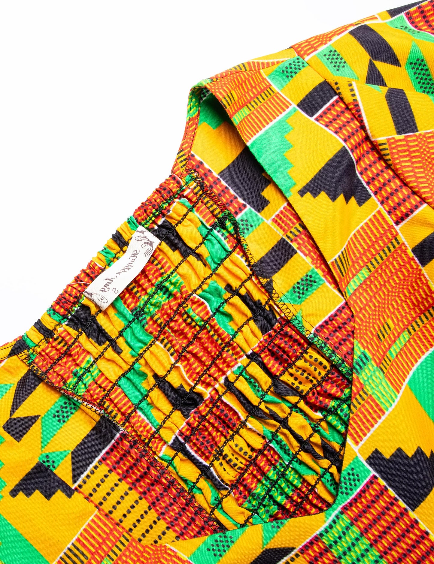 Women's African Print Dress Ankara Wax Dresses Lantern Sleeves