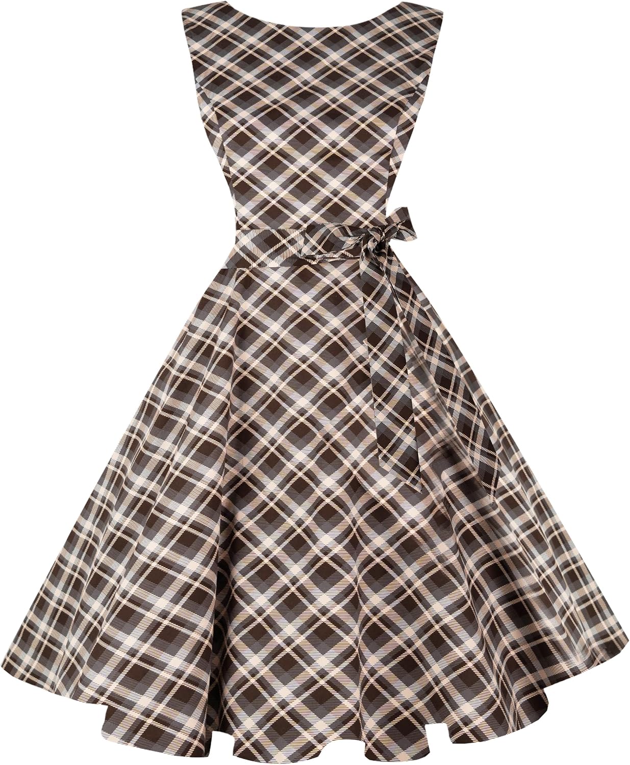 Hanpceirs Women's Boatneck Sleeveless Swing Vintage 1950s Cocktail Dress New