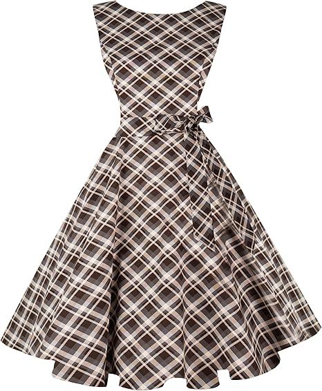Hanpceirs Women's Boatneck Sleeveless Swing Vintage 1950s Cocktail Dress New