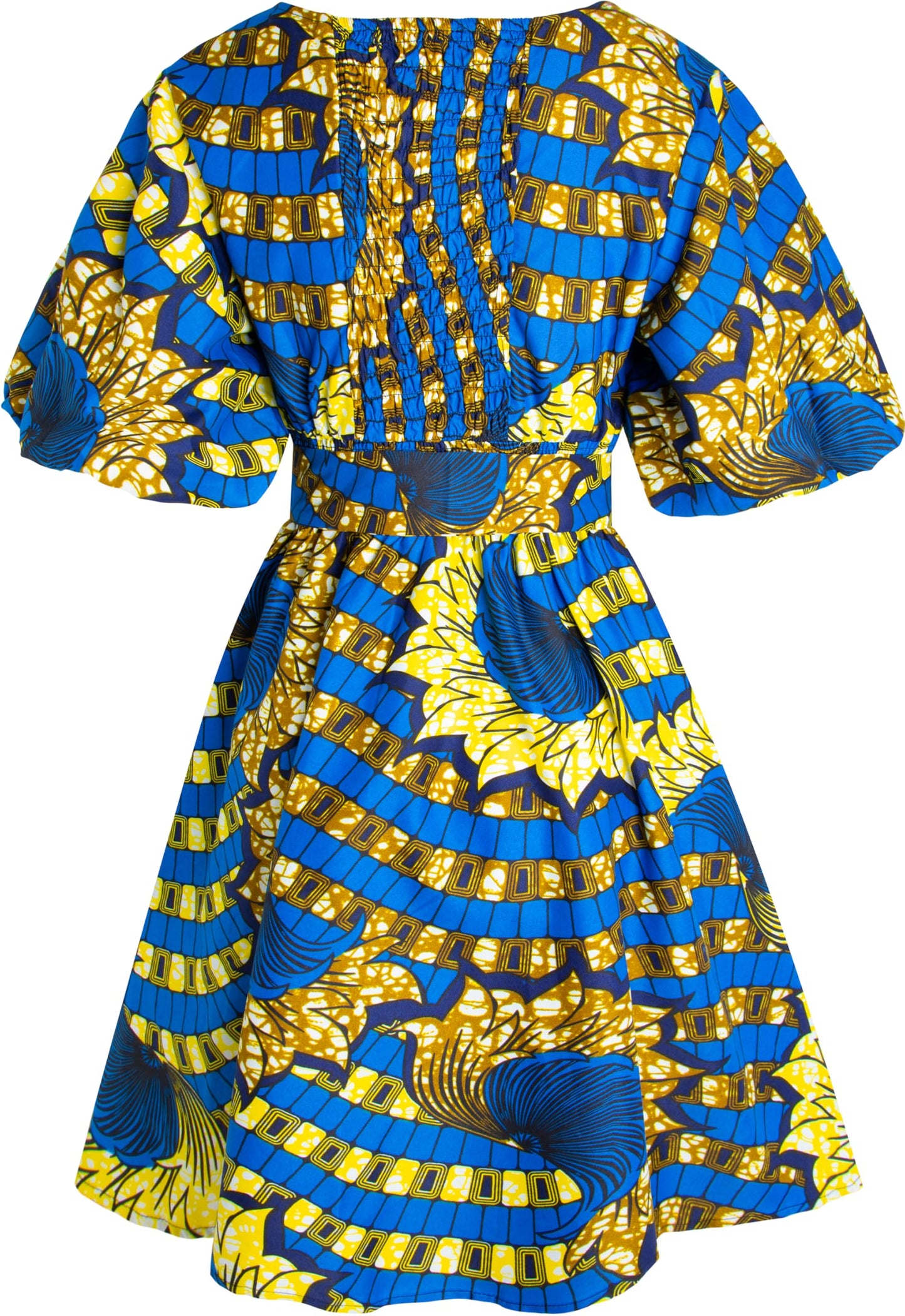 Women's African Print Dress Ankara Wax Dresses Lantern Sleeves
