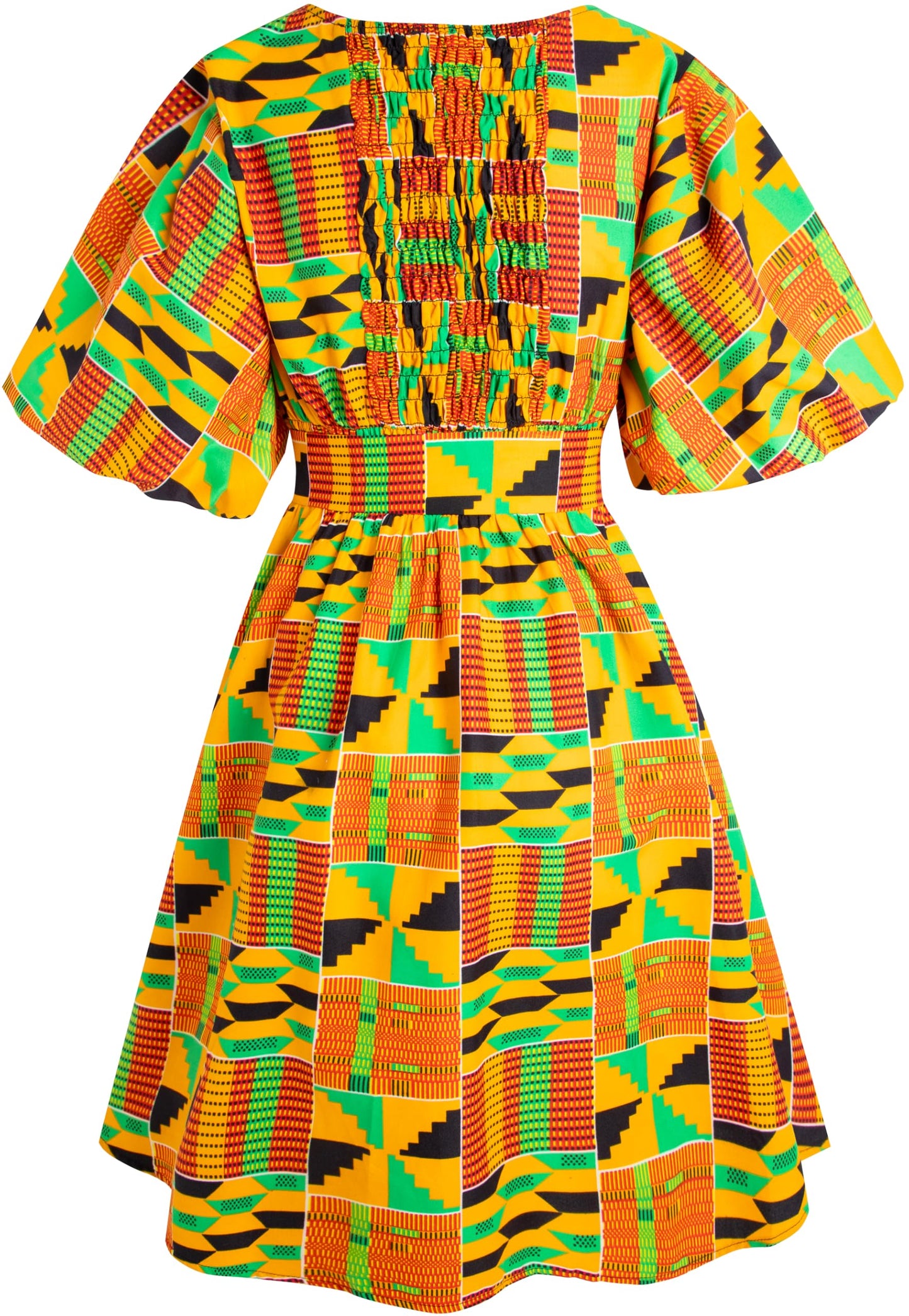 Women's African Print Dress Ankara Wax Dresses Lantern Sleeves