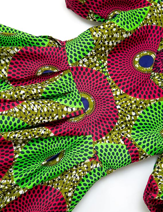 Women's African Print Dress Ankara Wax Dresses Lantern Sleeves
