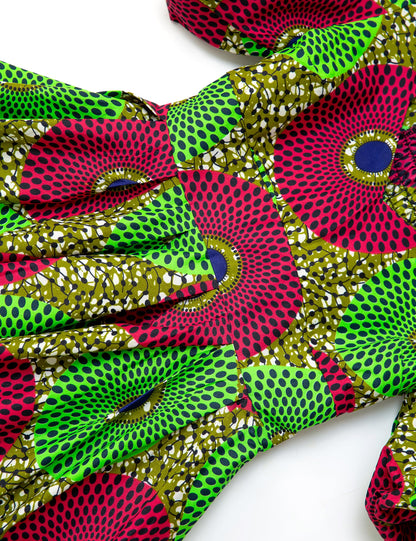 Women's African Print Dress Ankara Wax Dresses Lantern Sleeves