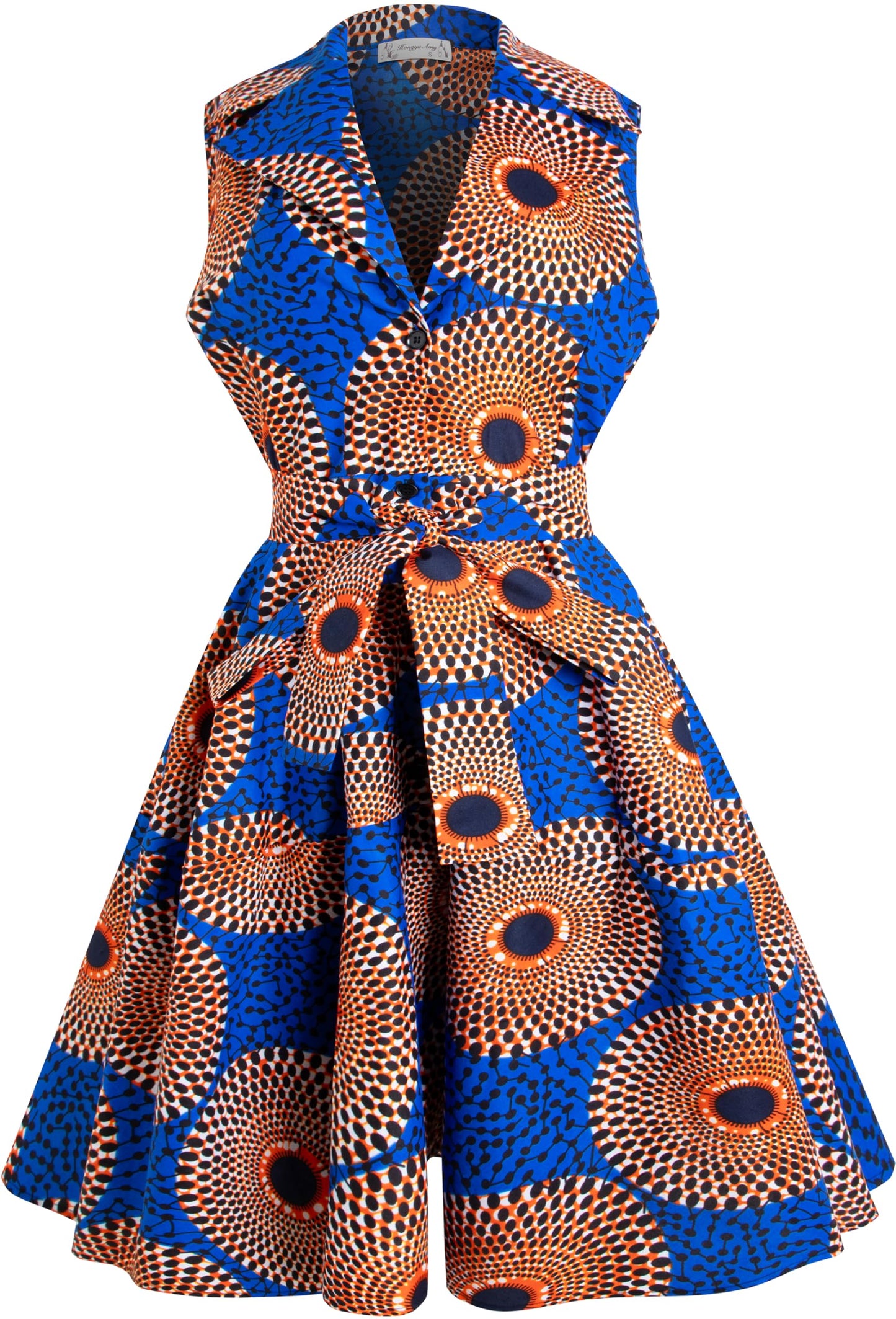 African Print Sleeveless Dress Ankara Lace-up Dress Wax Fashion Dress