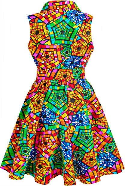 African Print Sleeveless Dress Ankara Lace-up Dress Wax Fashion Dress