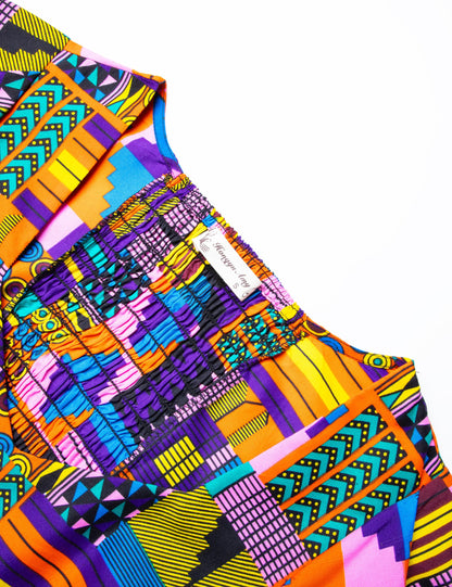 Women's African Print Dress Ankara Wax Dresses Lantern Sleeves