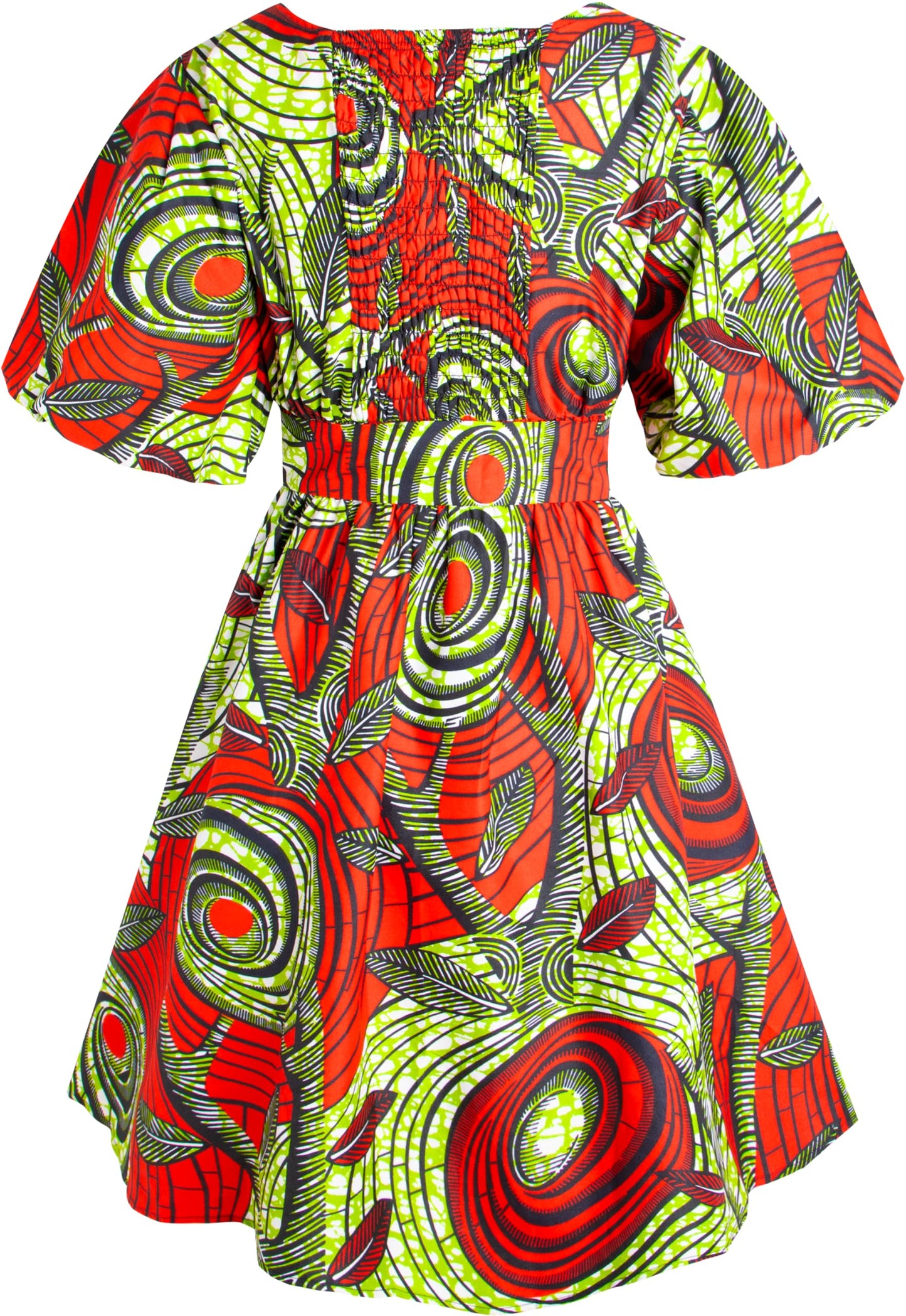 Women's African Print Dress Ankara Wax Dresses Lantern Sleeves