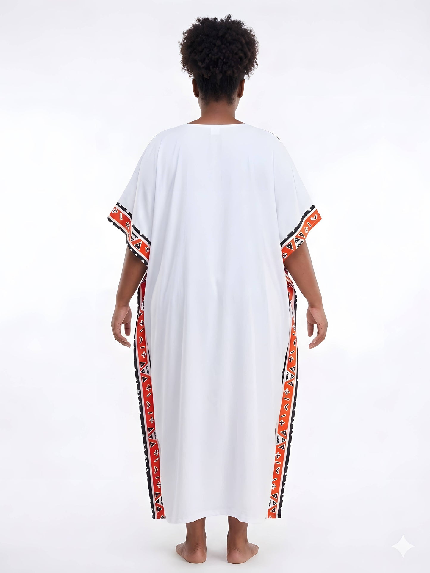 African Print Patchwork Kaftan Dress with Matching Headwrap | One Size
