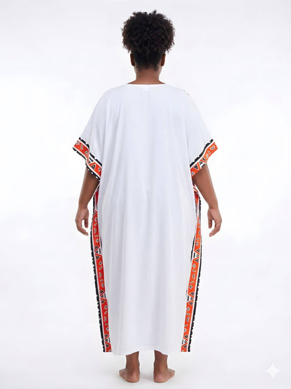 African Print Patchwork Kaftan Dress with Matching Headwrap | One Size